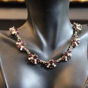 Charter Club Red Garnet and White Rhinestone Elegant Necklace